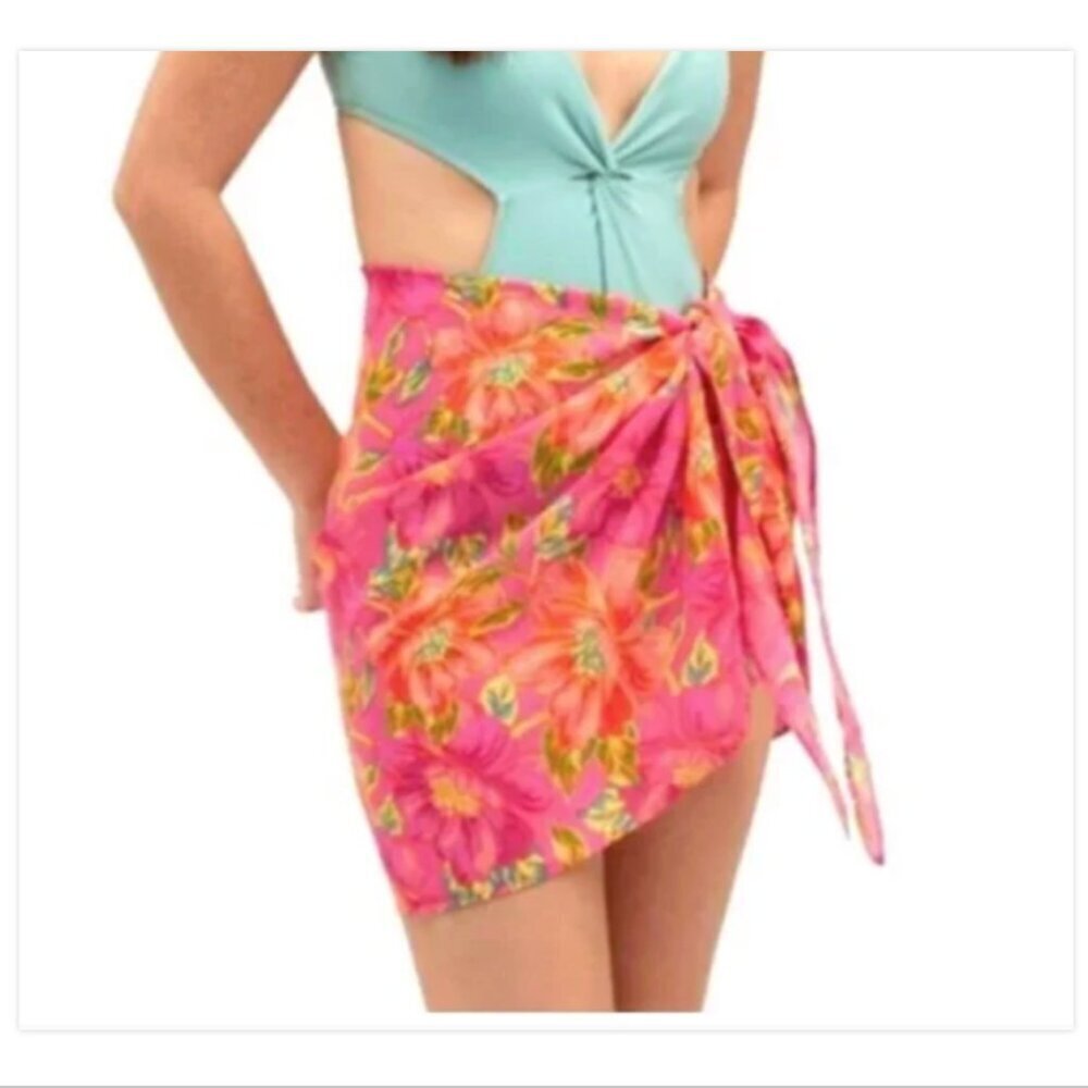 Beach Riot Floral Sarong Wrap Swim Cover Up One Size Tropical Resortwear